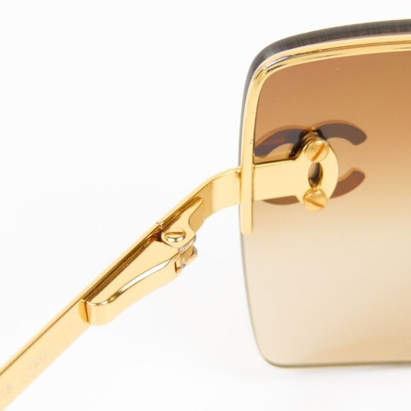 ✨ RARE Chanel Vintage Sunglasses Rhinestone CC Logo Rimless Gradient Gold Y2K - Picture 8 of 12